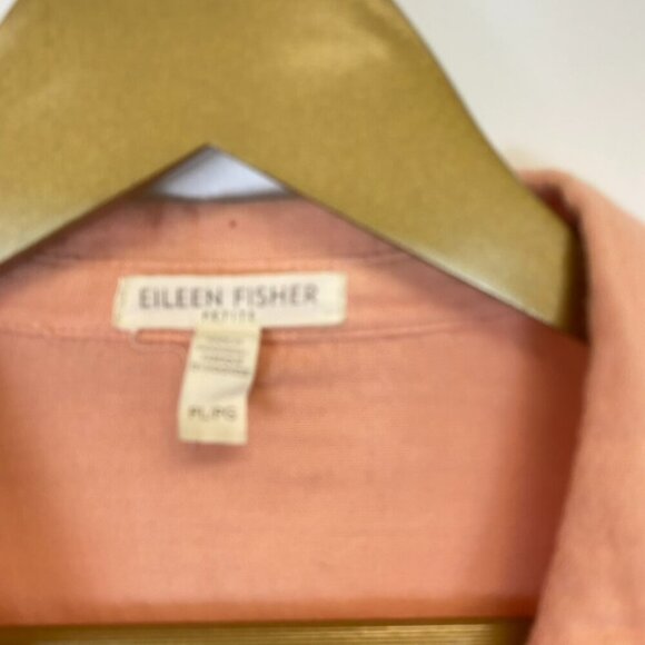 Eileen Fisher Organic Cotton Peach Gauze Button Down Top - Picture 4 of 12